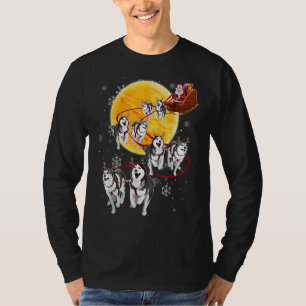 Santa Ride Sleigh Siberian Husky Christmas Dog T-Shirt