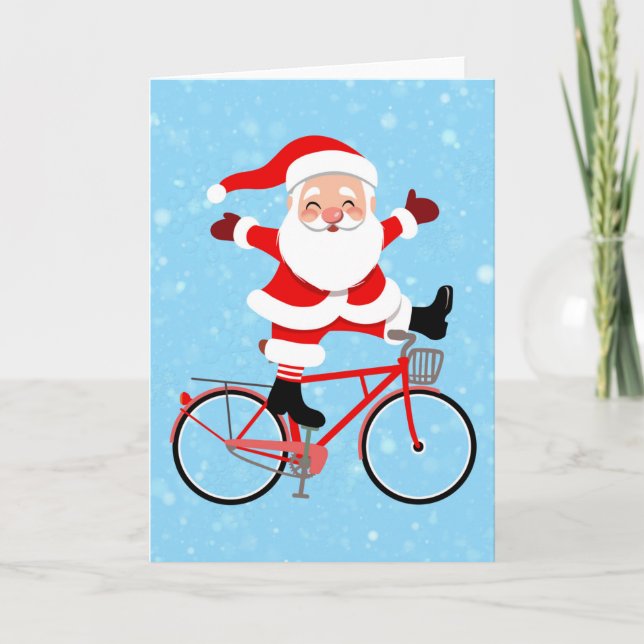 Santa rides a Bicycle Card (Front)