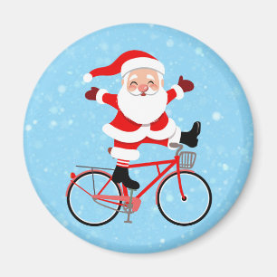 Santa rides a Bicycle Magnet