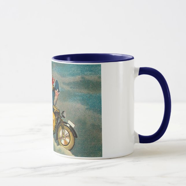 Santa Rides a Motorcycle - Christmas Mug (Right)