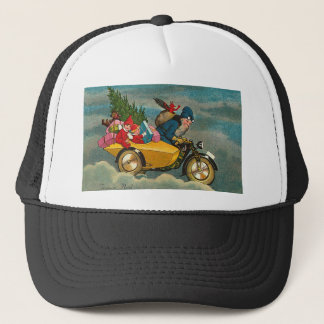Santa Rides a Motorcycle - Christmas Trucker Hat