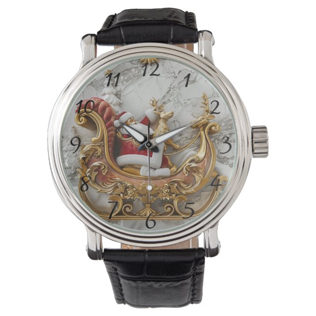 Santa rides a sleigh with reindeer watch (Front)