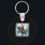 Santa Riding A Dinosaur T-rex Funny Christmas  Key Ring<br><div class="desc">Santa Riding A Dinosaur T-rex Funny Christmas</div>