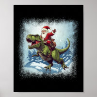 Santa Riding A Dinosaur T-rex Funny Christmas 