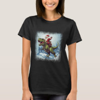Santa Riding A Dinosaur T-rex Funny Christmas 