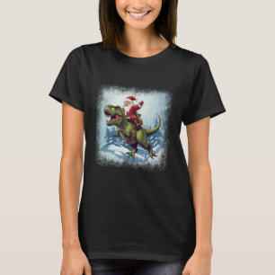 Santa Riding A Dinosaur T-rex Funny Christmas  T-Shirt