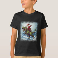 Santa Riding A Dinosaur T-rex Funny Christmas 