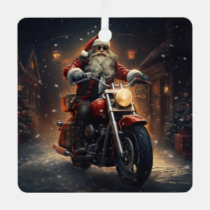 Santa riding a Harley Christmas ornament