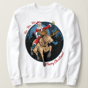 Santa Riding A Moose Sweatshirt