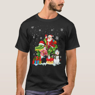 Santa Riding Alligator Christmas Pajama Family Sno T-Shirt