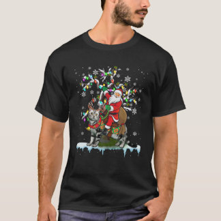 Santa Riding American Shorthair Xmas Tree Santa Ca T-Shirt