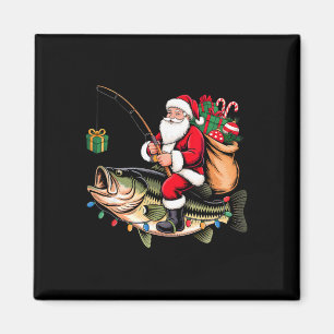 Santa Riding B Fish Christmas Fishing Funny Xmas P Magnet