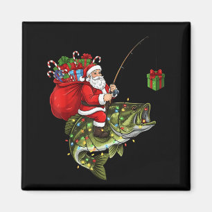 Santa Riding B Fish Christmas Fishing Funny Xmas P Magnet