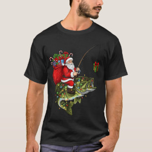 Santa Riding B Fish Christmas Fishing Funny Xmas P T-Shirt