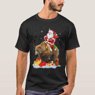 Santa Riding Bear Reindeer Christmas Santa Bear Lo T-Shirt
