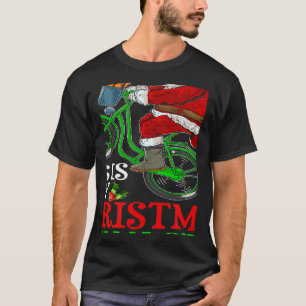 Santa Riding Bicycle Cycling This Is My Christmas T-Shirt
