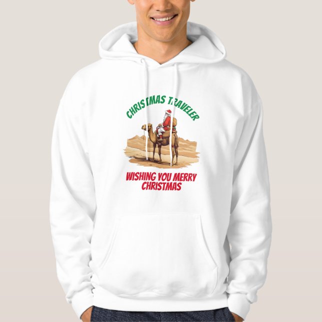 Santa riding Camel Hoodie (Front)