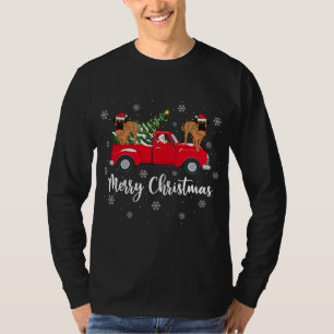 Santa Riding Christmas Tree Truck Bullmastiff Dog  T-Shirt