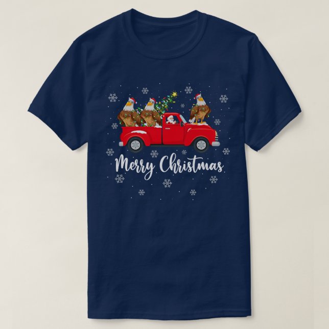 Santa Riding Christmas Tree Truck Eagle Bird Chris T-Shirt (Design Front)