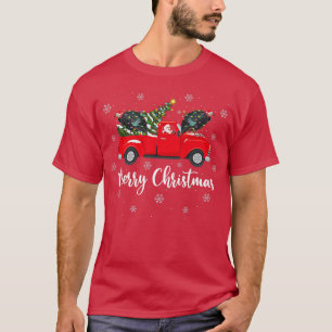 Santa Riding Christmas Tree Truck Guinea Fowl Bird T-Shirt