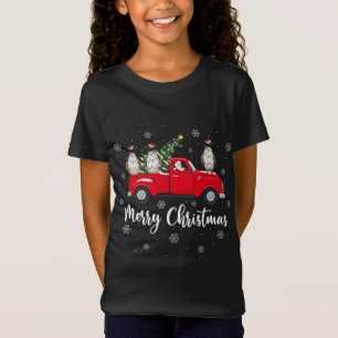 Santa Riding Christmas Tree Truck Penguin Bird Chr T-Shirt
