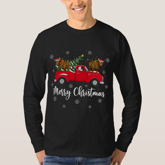 Santa Riding Christmas Tree Truck Water Buffalo Ch T-Shirt (Front)