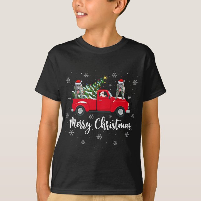 Santa Riding Christmas Tree Truck Wolfhound Dog Ch T-Shirt (Front)