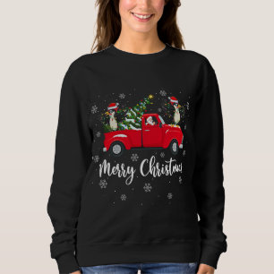Santa Riding Christmas Tree Truck Woodpecker Bird Sweatshirt