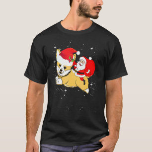 Santa Riding Corgi Christmas T-Shirt