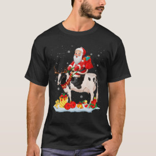 Santa Riding Cow Reindeer Christmas Santa Cow Love T-Shirt