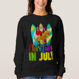 Santa Riding Dinosaur Christmas July Summer Surfi Sweatshirt