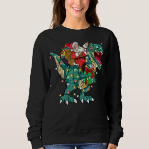 Santa Riding Dinosaur rex Christmas Boys Men Xmas Sweatshirt