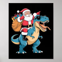 Santa Riding Dinosaur T Rex Christmas Boys Men Gir
