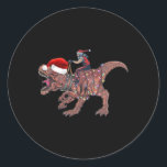 Santa Riding Dinosaur T Rex Christmas Boys Men Xma Classic Round Sticker<br><div class="desc">Santa Riding Dinosaur T Rex Christmas Boys Men Xmas Gifts</div>