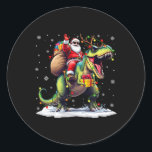 Santa Riding Dinosaur T Rex Christmas Boys Men Xma Classic Round Sticker<br><div class="desc">Santa Riding Dinosaur T Rex Christmas Boys Men Xmas Squad</div>