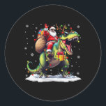 Santa Riding Dinosaur T Rex Christmas Boys Men Xma Classic Round Sticker<br><div class="desc">Santa Riding Dinosaur T Rex Christmas Boys Men Xmas Squad</div>