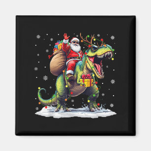 Santa Riding Dinosaur T Rex Christmas Boys Men Xma Magnet
