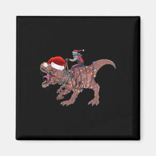 Santa Riding Dinosaur T Rex Christmas Boys Men Xma Magnet