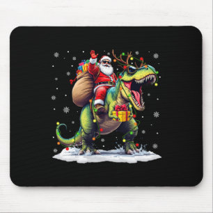 Santa Riding Dinosaur T Rex Christmas Boys Men Xma Mouse Pad