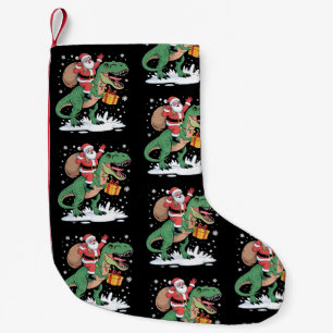 Santa Riding Dinosaur T Rex Christmas Xmas Holiday Small Christmas Stocking