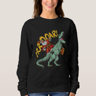 Santa Riding Dinosaur T Rex Christmas Xmas Kids Bo Sweatshirt