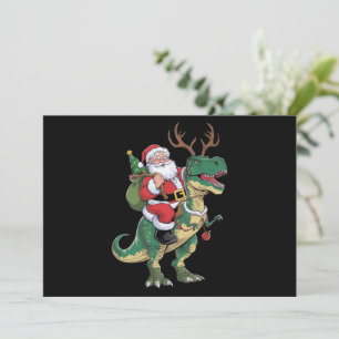 Santa Riding Dinosaur T-Rex Christmas Xmas Squad Holiday Card