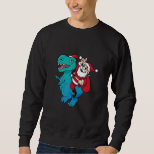 Santa Riding Dinosaur T Rex Christmas Xmas Sweatshirt