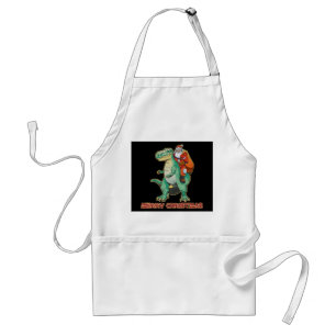 Santa Riding Dinosaur, Trex Santa, Christmas Dino Standard Apron