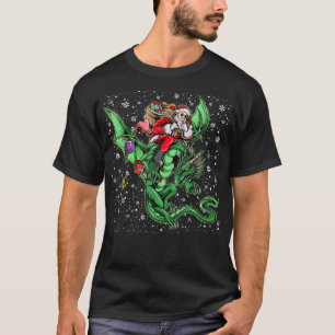 Santa Riding Dragon Christmas Men Women Boys Xmas T-Shirt