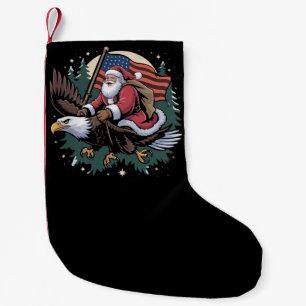 Santa Riding Eagle USA Flag Christmas  Small Christmas Stocking
