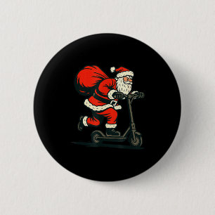 Santa Riding Electric Scooter 6 Cm Round Badge