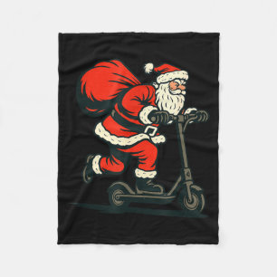 Santa Riding Electric Scooter Fleece Blanket