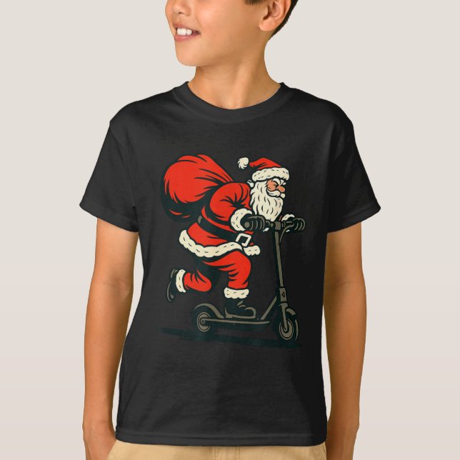 Santa Riding Electric Scooter  T-Shirt (Front)