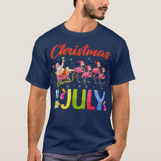 Santa Riding Flamingo Christmas In July Summer Wom T-Shirt